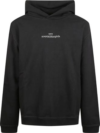 Maison Margiela logo-embroidered hoodie - men - Cotton - 46 - Black