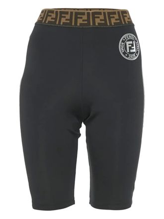 Fendi logo-print cycling trousers - Black