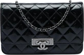 Chanel Pre-owned Patent Leather Crossbody Flap - Dames - Pre-owned - Zwart - Maat: ONE Size Leer