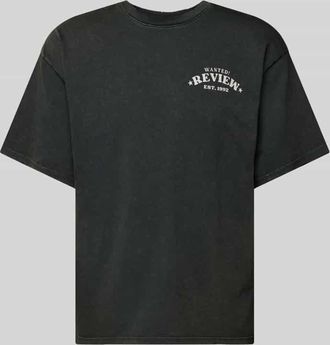 Review T-Shirt mit Label-Print in Anthrazit, Gr&ouml;&szlig;e XS