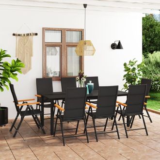 vidaXL Juego De Comedor Para Jard&iacute;n 9 Piezas Negro Y Marr&oacute;n Vidaxl