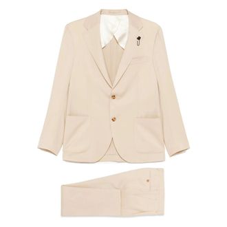 Lardini Single Breasted Suits, male, Beige, 2XL, Classic Wool Suit