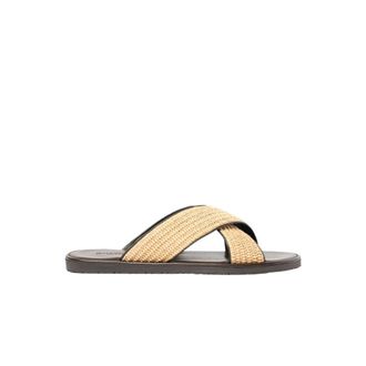 Scarosso Sliders, male, Beige, Size: 12 US Ettore Raffia Sandals