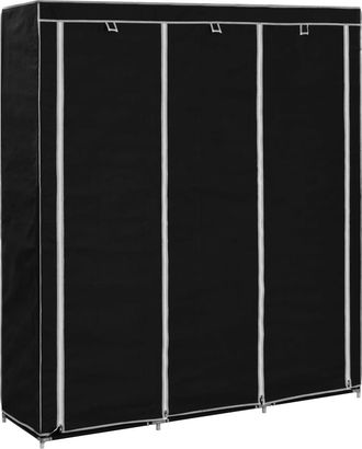 vidaXL Vidaxl - Armario Con Compartimentos Y Varillas Tela Negro 150x45x175 Cm