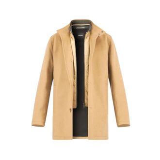 HUGO BOSS Jassen, Heren, Beige, L, Wol, H-Coxtan-234 Relaxed-fit Kort Jasje
