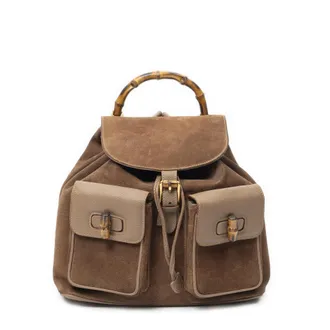 Gucci Pre-owned Womens Large Bamboo Backpack - Brown - One Size