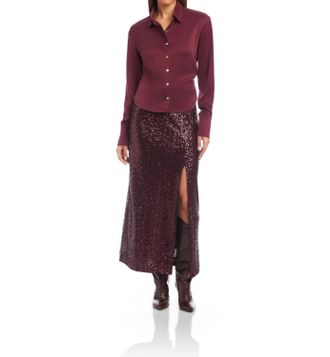 Fifteen Twenty Tawnie Side Pleat Shirt In Wine