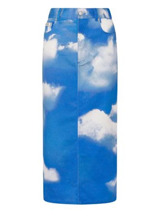 Moschino cloud-print five-pocket skirt - Blue