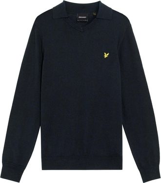 Lyle & Scott Truien & Vesten, Heren, Blauw, 2Xl, Katoen, Mid Knits Katoen Merino Voetbal Kraag Trui