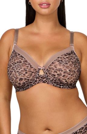 Curvy Couture No-Show Lace Underwire Unlined Bra in Leopard Lush at Nordstrom, Size 42Ddd