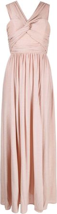 Liu Jo pleated off-shoulder long dress - women - Viscose/Elastane/Polyester/Polyamide/Elastane - 44 - Pink