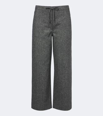 Max Mara Pantalones anchos de franela en mezcla de lana y seda
