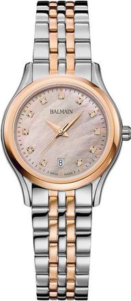 Balmain Beleganza Diamond & Mother-of-Pearl Bracelet Watch, 27.5mm in Two Tone Steel Rose Pvd at Nordstrom