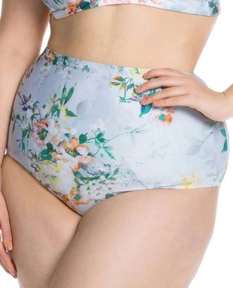 BECCA by Rebecca Virtue Womens High Waisted Bikini Bottom - Plus In Femme Flora