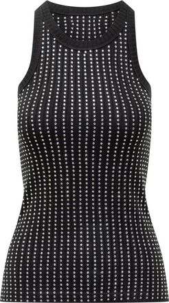 The Attico Black Embellished Round Neck Top