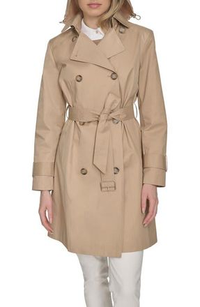 Cole Haan Water Resistant Trench Coat with Removable Hood in Khaki at Nordstrom, Size X-Small