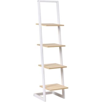 Beliani Libreria moderna a scala a 4 ripiani, scaffale indipendente bianco Joplin