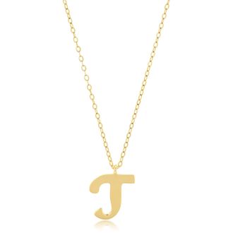 MAX + STONE 10k Solid White or Yellow Gold Dainty Script Initial with Extendable Necklace, 16+2 inches