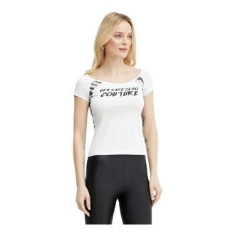 Versace Jeans Couture Tops, Dames, Wit, L, Katoen, T-shirt