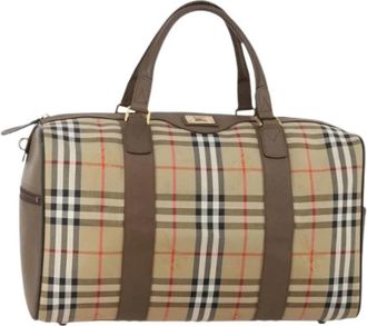 Burberry Pre-owned Boston Bag - Dames - Vintage Weekendtas - Beige - ONE Size - Leer - Vintage