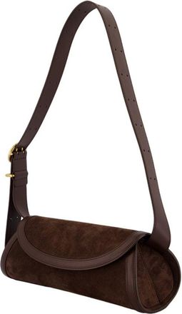 Jil Sander Womens Cannolo Small Shoulder Bag - Jil Sander Leather Brown Calfskin Shoulder-Hobo-Bags