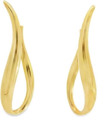 Lisa Nik 18kt geelgouden Wavy verlengde oorbellen