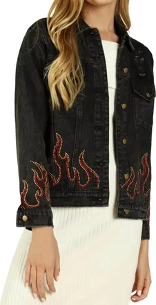 Honey Punch Some Like It Hot Distressed Denim Jacket In Vintage Black