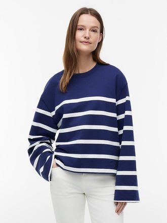 Tommy Hilfiger Womens Breton Stripe Crewneck Sweatshirt - Preppy Navy - XS