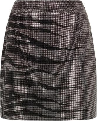 Roberto Cavalli White Tigress Minirok met Pailletten - Dames - Korte rokken - Grijs - M - Pailletten - Rokken
