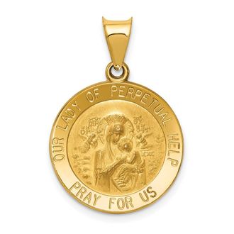Diamond2Deal 14k Yellow Gold Polished Satin Our Lady Perpetual Help Medal Hollow Pendant