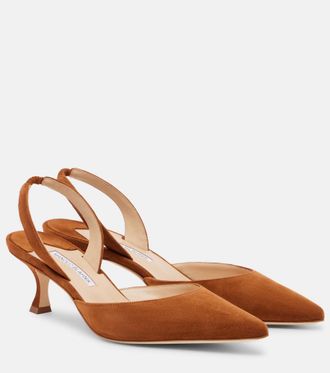 Manolo Blahnik Carolyne suede slingback pumps