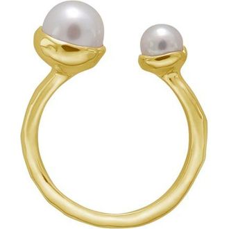 Murkani Riviera Double Pearl Ring 8 in Yellow Gold at Nordstrom