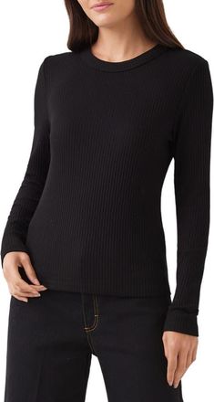 Karen Kane Ribbed Long Sleeve Top in Black at Nordstrom, Size X-Large