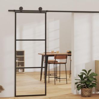 vidaXL Vidaxl - Puerta Corredera Con Herrajes Esg Vidrio Y Aluminio 76x205 Cm