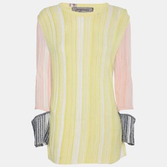 Sportmax Tri-Color Stretch Knit Long Sleeve Tops L