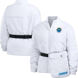 WEAR by Erin Andrews Womens WEAR by Erin Andrews White Los Angeles Chargers Packaway Full-Zip Puffer Jacket at Nordstrom, Size Xx-Large