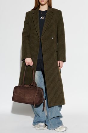 Balenciaga Coat With A Check Pattern, Womens, Green