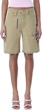 Alexander Wang Frayed Hem Denim Shorts - female - Alexander Wang - Denim Shorts - Beige - W30 - Shorts