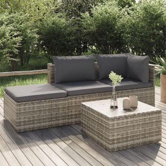 vidaXL Vidaxl - Set Divani da Giardino 4 pz con Cuscini in Polyrattan Grigio