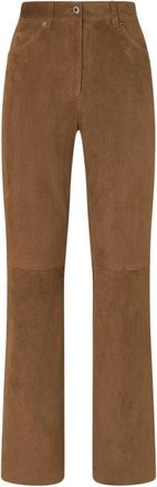 Halfboy Bran Bootcut Leren Broek - Dames - Leren Broeken - Bruin - M - Leer - Broeken