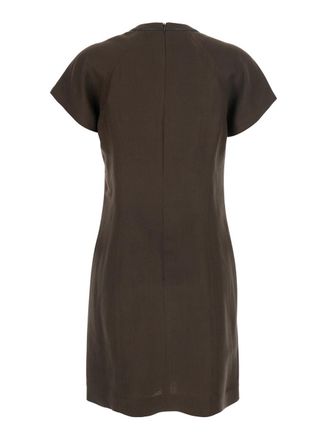 Brunello Cucinelli Womens Dress With Monil Detail Brown Viscose