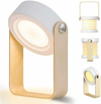 OEM Lampe De Chevet - R&eacute;glable Tactile 3 Niveaux - Batterie Rechargeable 1200 Mah - Portable Avec Poign&eacute;e En Bois - Int&eacute;rieur Et Ext&eacute;rieur - 1 Pi&egrave;ce
