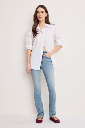 Good American Womens Good Legs Straight Jeans | Extra Stretch, Flat Tummy Tech, Gap-Proof Waistband Long | Indigo, 4 Size 15 Plus | Good Amer