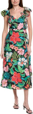 Adrianna Papell 3D Tropical Floral A-Line Midi Dress