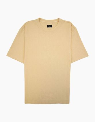Fendi Mens Fendi Ff Allover Logo Piquet T Shirt Butter - Cream/Yellow - Size: 42