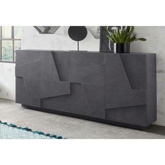 Dmora Aparador Moderno Con 4 Puertas, Made In Italy, Aparador De Cocina, Buffet De Dise&ntilde;o De Sala De Estar, 162x44h86 Cm, Color Gris Ceniza, Con Embalaje Re