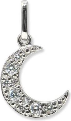 Anzie Pavé Crescent Moon Charm in Silver at Nordstrom, Size One Size Oz