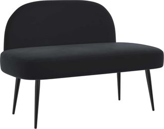vidaXL Banco Tapizado Con Respaldo Negro 110 X 60 X 76 Cm Terciopelo Vidaxl