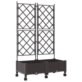 vidaXL Jardinera Con Enrejado Y Ruedas 2 Uds. Marr&oacute;n Pp Vidaxl