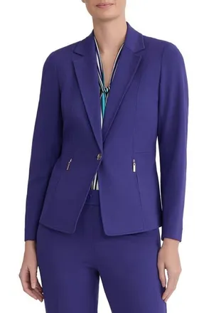 Kasper Notch Lapel Zip Pocket Blazer in Regal Plum at Nordstrom, Size 18
